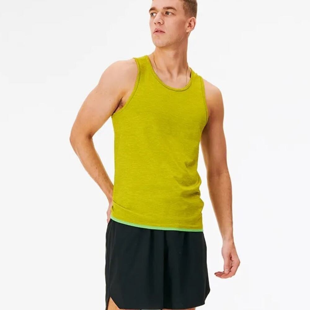 Outdoor Voices NWT Men's LARGE Seamless Pique Tank Top Green Apple